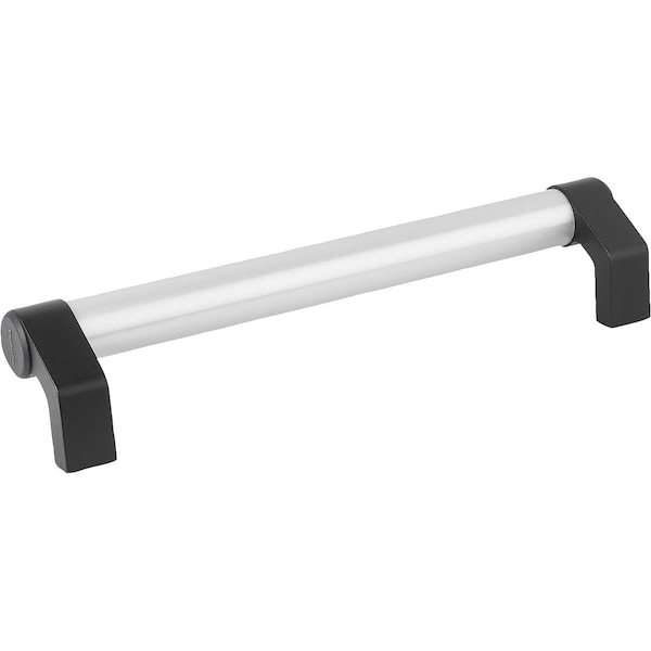 Tubular Handle Angled L=375 Aluminum, Natural Anodized, Comp:Thermoplastic, A=350, D=M08